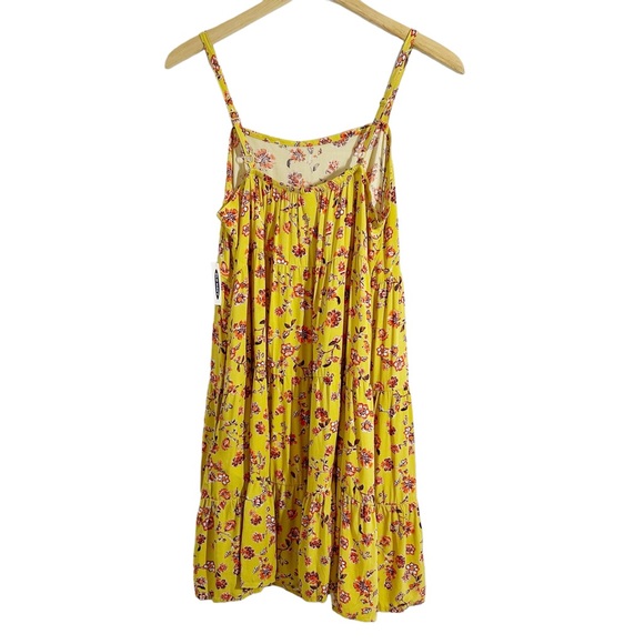 Old Navy Yellow Multicolored Floral Tiered Swing Dress, Petite Size Medium - Picture 3 of 15